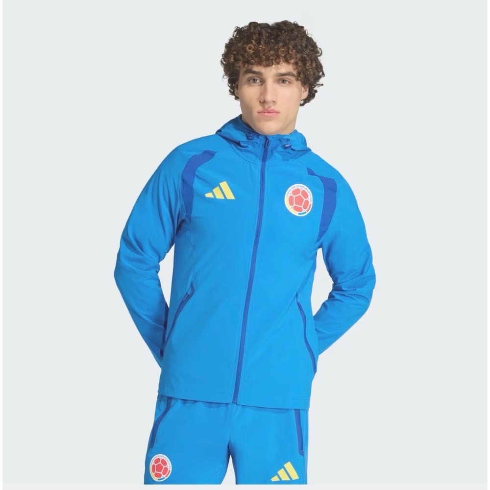 Adidas Colombia National Team Anthem Jacket Blue Full Zip Hooded Mens XXL HT2534